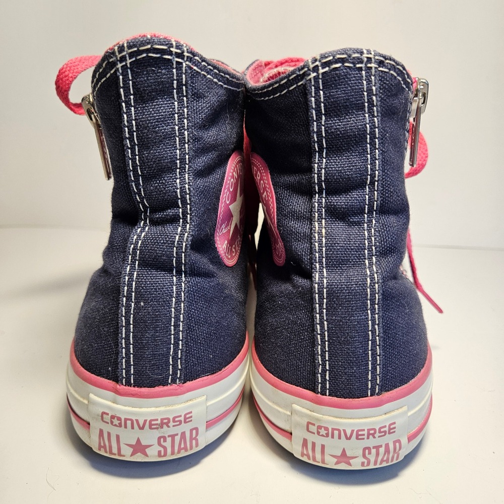 Converse Chuck Taylor All Star High Top Navy Pink Side Zip Sneakers Women Size 8 - Picture 5 of 7